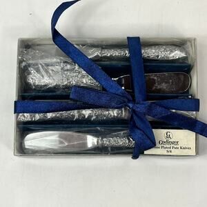 Godinger Chrome Plated Pate Knives Set x4 Silver Handle Gift Boxed Spreader Set